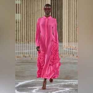 NWOT ULLA JOHNSON Gwen Ruffle Silk Shirt Maxi Dress. Size 0